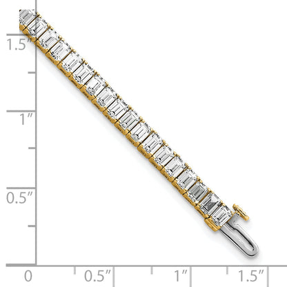 14K Yellow Gold 10 Carat Lab Grown Diamond Vs/Si+ G+ Emerald Bezel Set Tennis Bracelet
