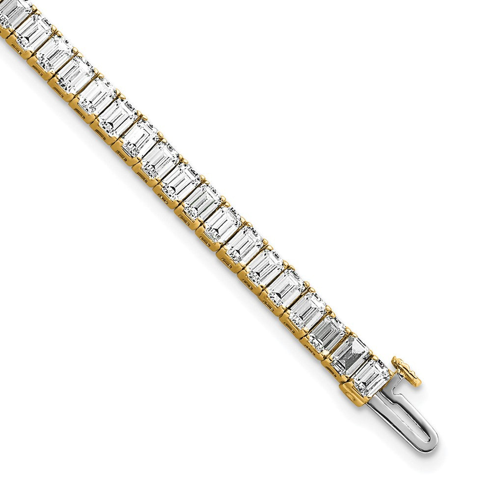 14K Yellow Gold 10 Carat Lab Grown Diamond Vs/Si+ G+ Emerald Bezel Set Tennis Bracelet