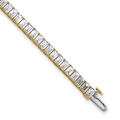 14K Yellow Gold 10 Carat Lab Grown Diamond Vs/Si+ G+ Emerald Bezel Set Tennis Bracelet