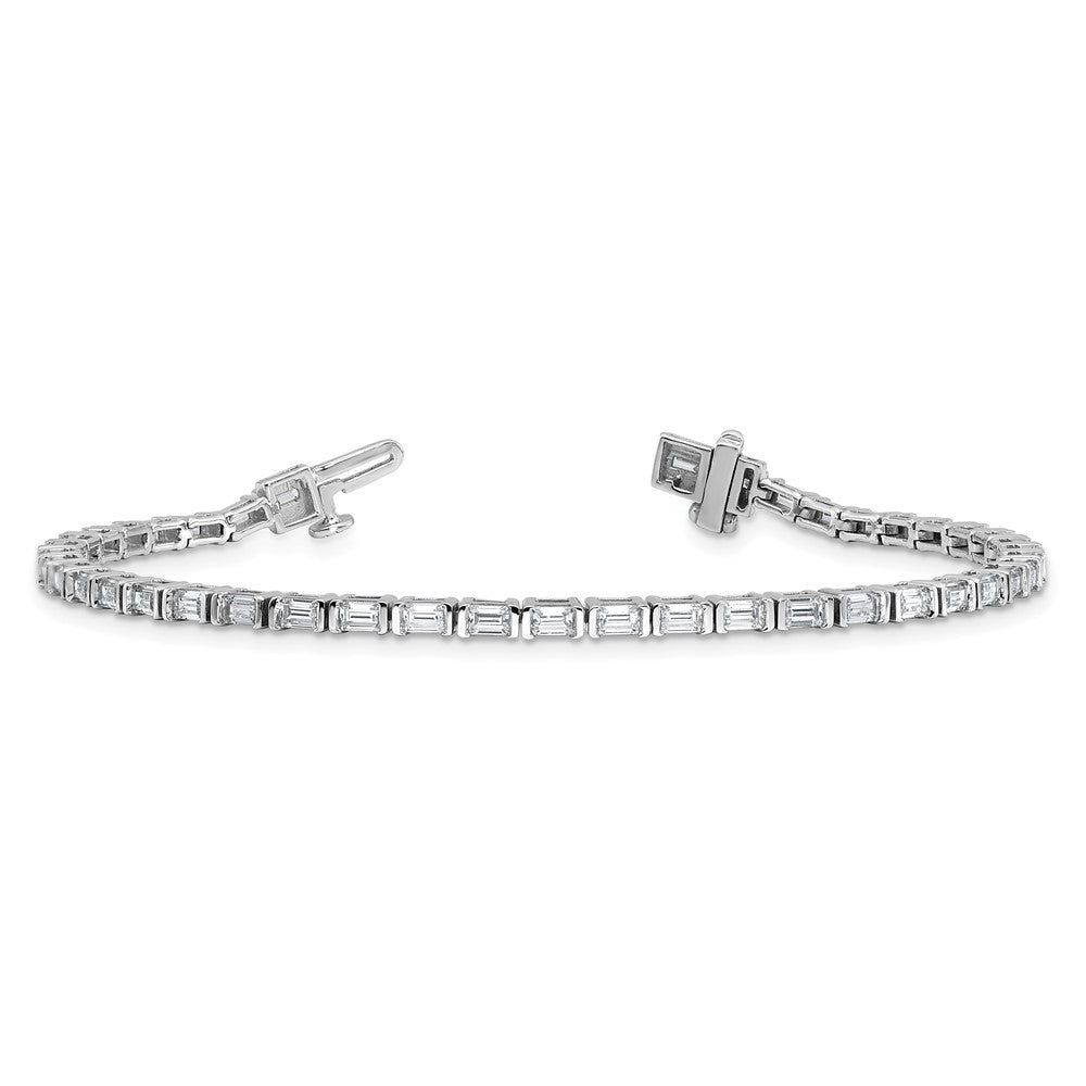 14K White Gold 4Ctw Vs/Si+ G+ Lab Grown Emerald Diamond Tennis Bracelet