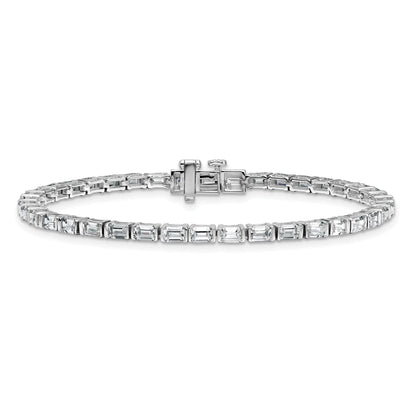 14K White Gold 4 3/4 Carat Lab Grown Diamond Vs+ F+ Emerald Bezel Set Tennis Bracelet