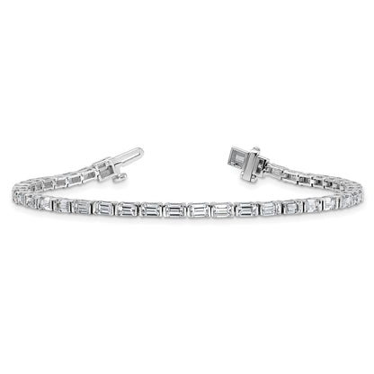 14K White Gold 4 3/4 Carat Certified Lab Grown Diamond Vs/Si+ G+ Emerald Bezel Set Tennis Bracelet