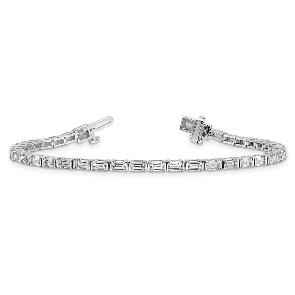 14K White Gold 4 3/4 Carat Lab Grown Diamond Vs/Si+ G+ Emerald Bezel Set Tennis Bracelet