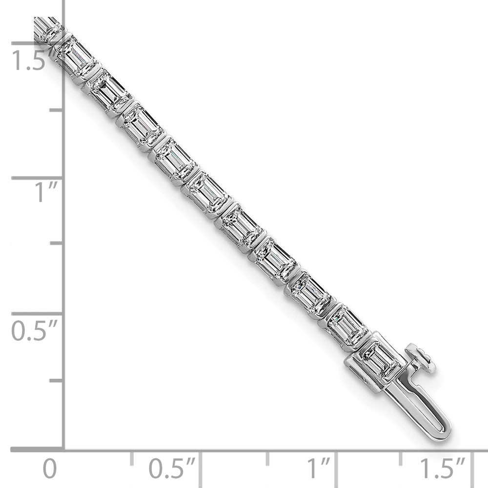 14K White Gold 4 3/4 Carat Certified Lab Grown Diamond Vs+ F+ Emerald Bezel Set Tennis Bracelet