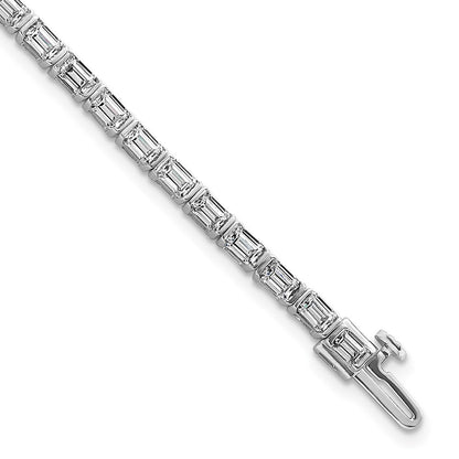 14K White Gold 4 3/4 Carat Certified Lab Grown Diamond Vs/Si+ G+ Emerald Bezel Set Tennis Bracelet