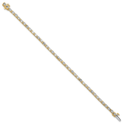14K Yellow Gold 4 3/4 Carat Lab Grown Diamond Vs+ F+ Emerald Bezel Set Tennis Bracelet
