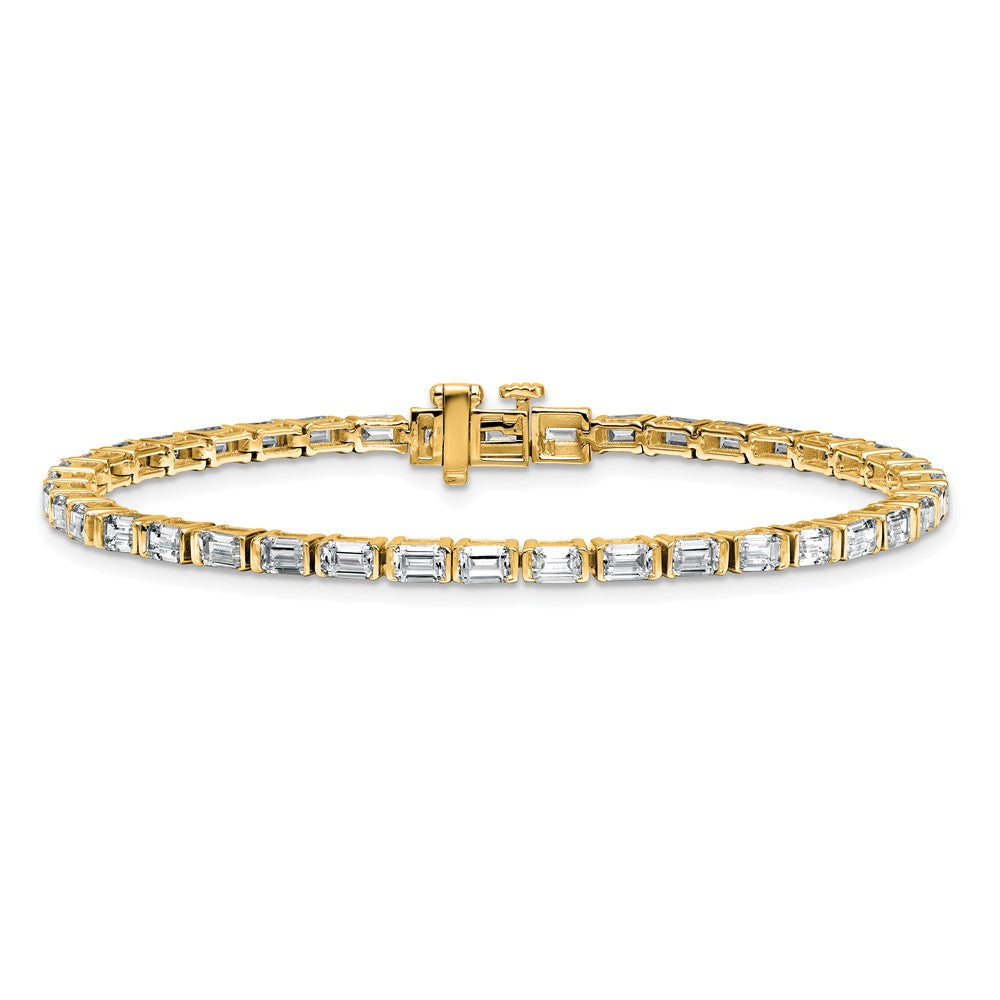 14K Yellow Gold 4 3/4 Carat Certified Lab Grown Diamond Vs/Si+ G+ Emerald Bezel Set Tennis Bracelet