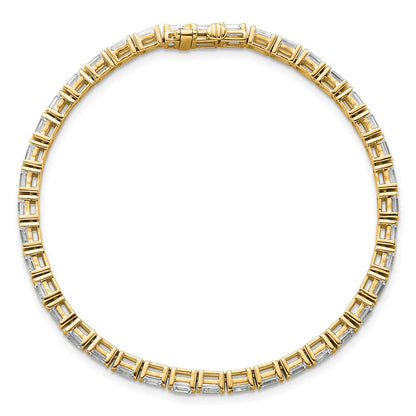 14K Yellow Gold 4 3/4 Carat Certified Lab Grown Diamond Vs+ F+ Emerald Bezel Set Tennis Bracelet