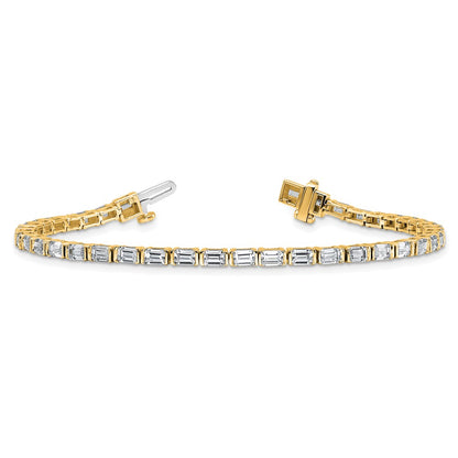 14K Yellow Gold 4 3/4 Carat Certified Lab Grown Diamond Vs/Si+ G+ Emerald Bezel Set Tennis Bracelet
