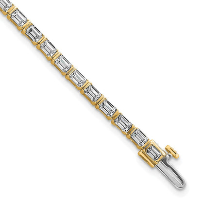 14K Yellow Gold 4 3/4 Carat Lab Grown Diamond Vs+ F+ Emerald Bezel Set Tennis Bracelet