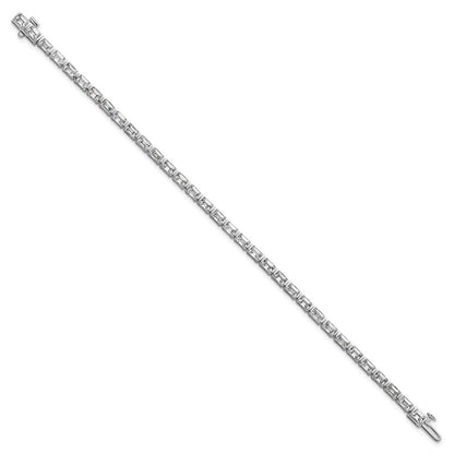 14K White Gold 7 1/2 Carat Certified Lab Grown Diamond Vs/Si+ G+ Emerald Bezel Set Tennis Bracelet