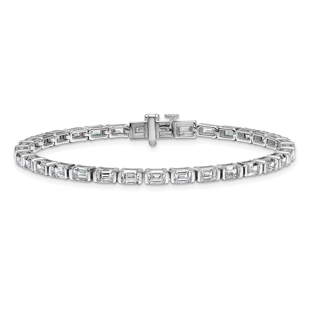 14K White Gold 7 1/2 Carat Certified Lab Grown Diamond Vs/Si+ G+ Emerald Bezel Set Tennis Bracelet