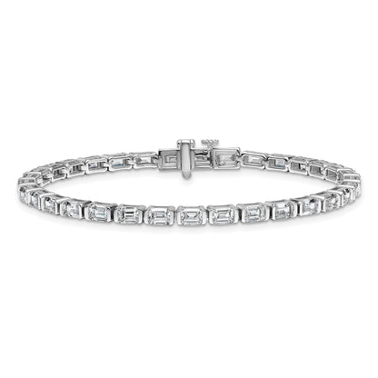 14K White Gold 7 1/2 Carat Certified Lab Grown Diamond Vs/Si+ G+ Emerald Bezel Set Tennis Bracelet