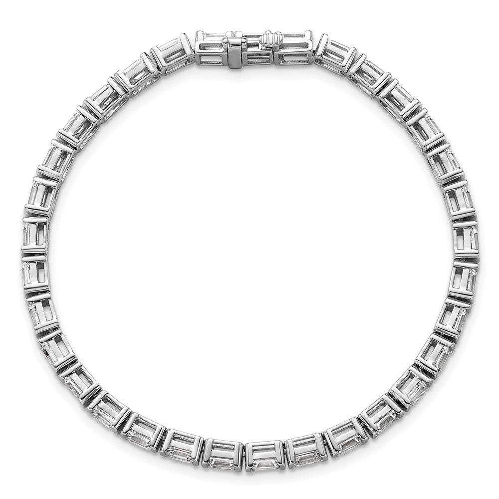 14K White Gold 7 1/2 Carat Certified Lab Grown Diamond Vs+ F+ Emerald Bezel Set Tennis Bracelet