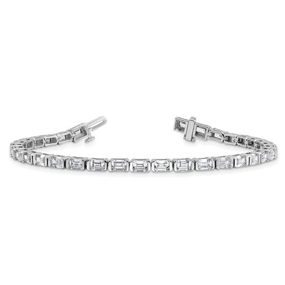 14K White Gold 7 1/2 Carat Certified Lab Grown Diamond Vs+ F+ Emerald Bezel Set Tennis Bracelet