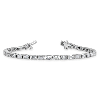 14K White Gold 7 1/2 Carat Lab Grown Diamond Vs+ F+ Emerald Bezel Set Tennis Bracelet