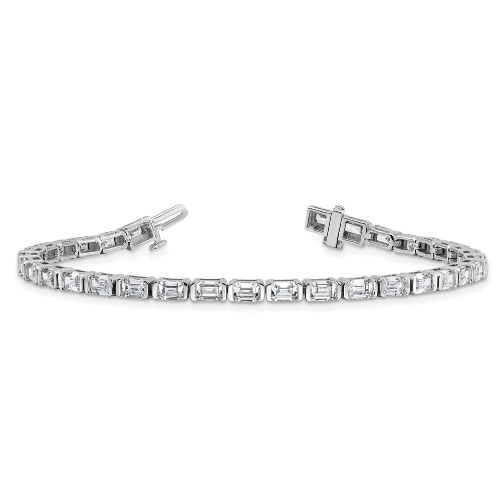 14K White Gold 7 1/2 Carat Certified Lab Grown Diamond Vs/Si+ G+ Emerald Bezel Set Tennis Bracelet