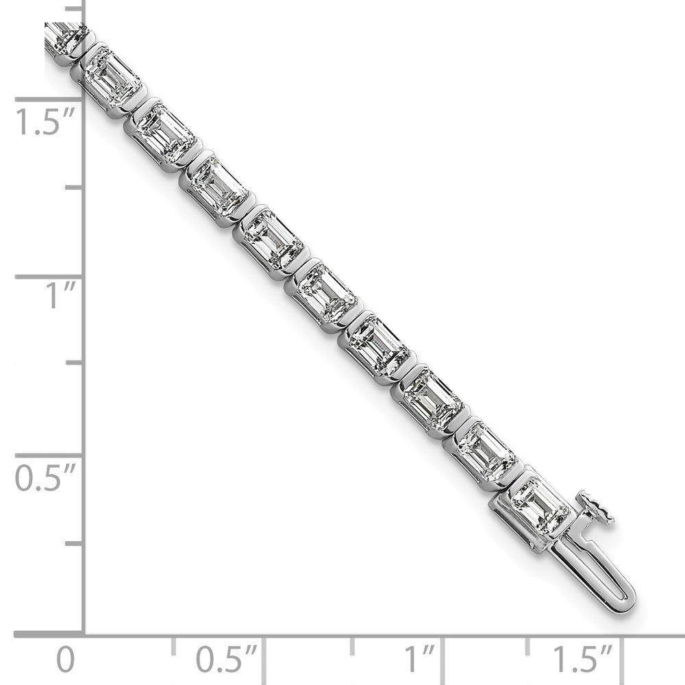 14K White Gold 7 1/2 Carat Certified Lab Grown Diamond Vs/Si+ G+ Emerald Bezel Set Tennis Bracelet