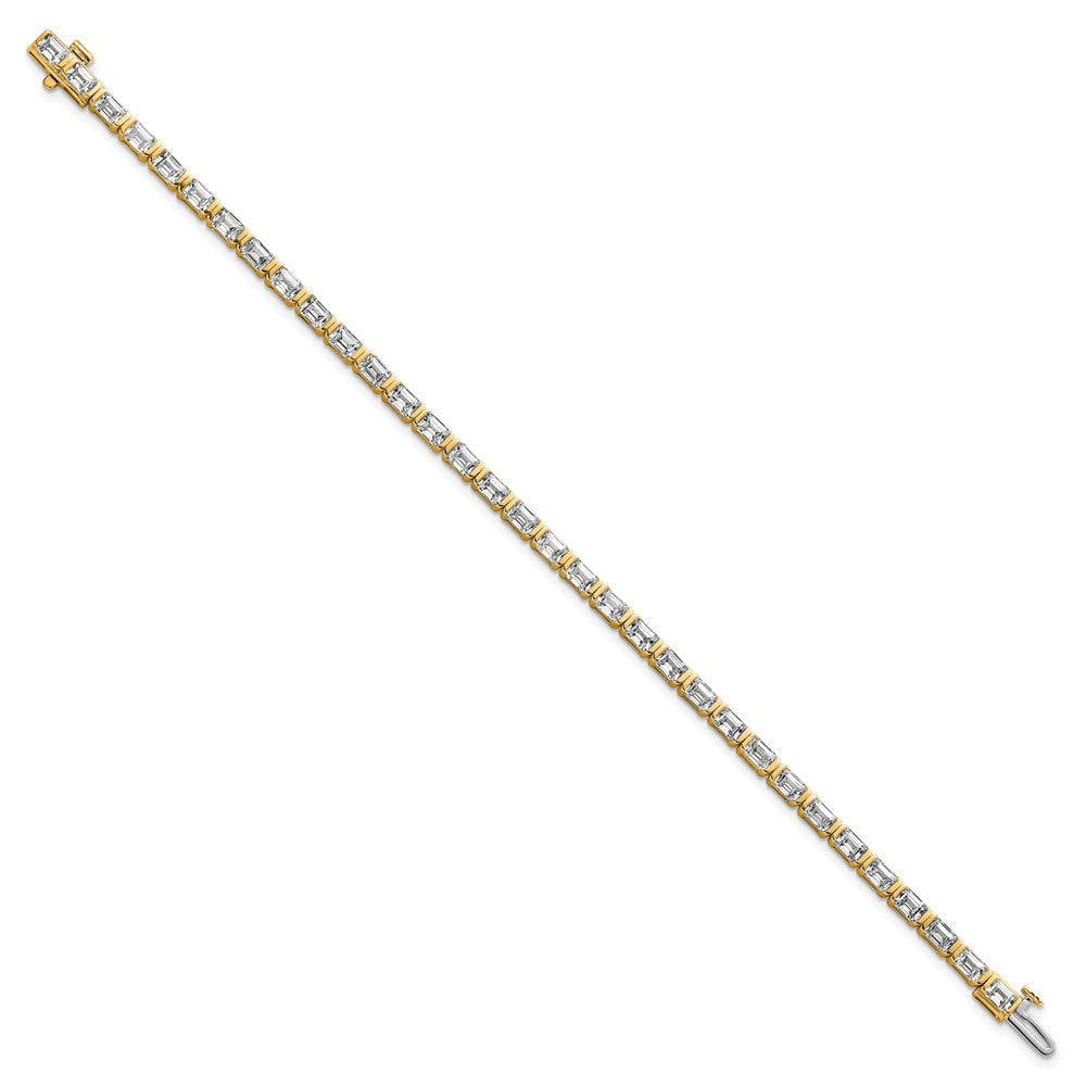 14K Yellow Gold 7 1/2 Carat Certified Lab Grown Diamond Vs/Si+ G+ Emerald Bezel Set Tennis Bracelet