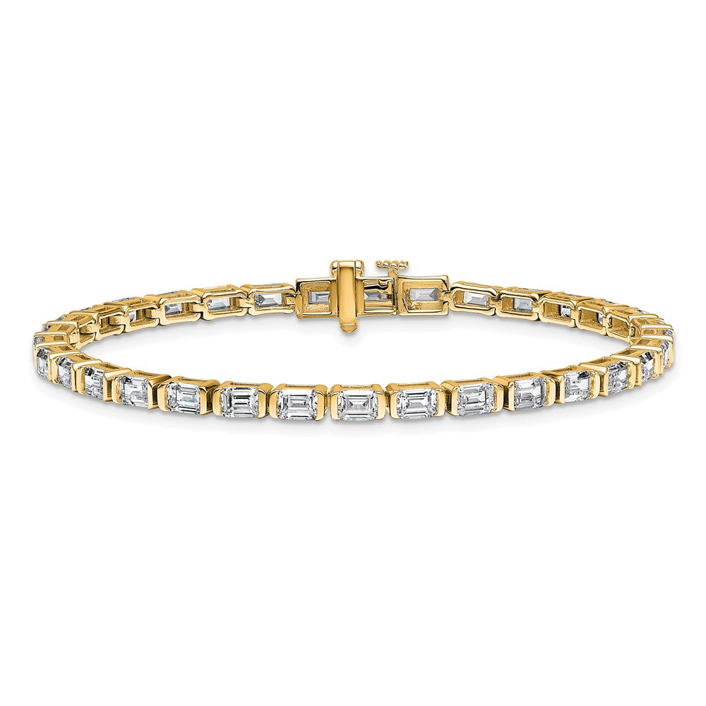 14K Yellow Gold 7 1/2 Carat Certified Lab Grown Diamond Vs/Si+ G+ Emerald Bezel Set Tennis Bracelet