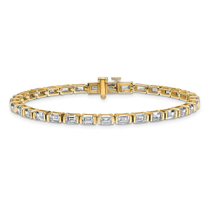 14K Yellow Gold 7 1/2 Carat Certified Lab Grown Diamond Vs+ F+ Emerald Bezel Set Tennis Bracelet