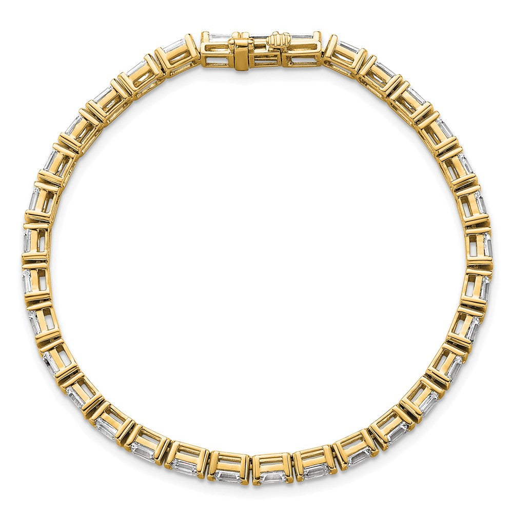 14K Yellow Gold 7 1/2 Carat Lab Grown Diamond Vs/Si+ G+ Emerald Bezel Set Tennis Bracelet
