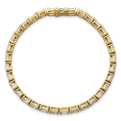 14K Yellow Gold 7 1/2 Carat Lab Grown Diamond Vs/Si+ G+ Emerald Bezel Set Tennis Bracelet