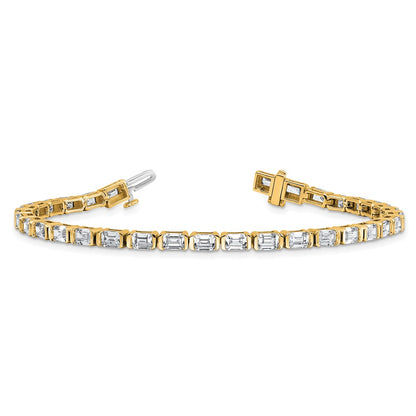 14K Yellow Gold 7 1/2 Carat Certified Lab Grown Diamond Vs/Si+ G+ Emerald Bezel Set Tennis Bracelet