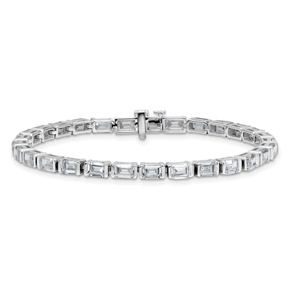 14K White Gold 10 Carat Lab Grown Diamond Vs/Si+ G+ Emerald Bezel Set Tennis Bracelet
