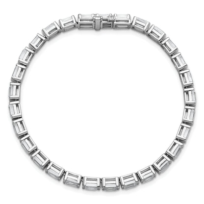 14K White Gold 10 Carat Lab Grown Diamond Vs/Si+ G+ Emerald Bezel Set Tennis Bracelet