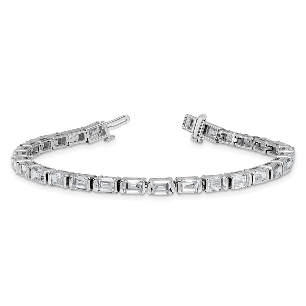 14K White Gold 10 Carat Lab Grown Diamond Vs/Si+ G+ Emerald Bezel Set Tennis Bracelet