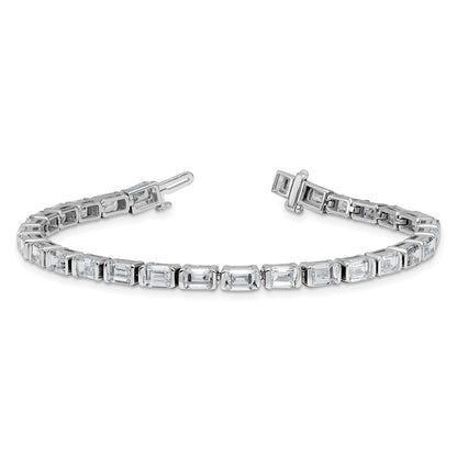 14K White Gold 10 Carat Lab Grown Diamond Vs+ F+ Emerald Bezel Set Tennis Bracelet