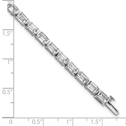 14K White Gold 10 Carat Lab Grown Diamond Vs+ F+ Emerald Bezel Set Tennis Bracelet