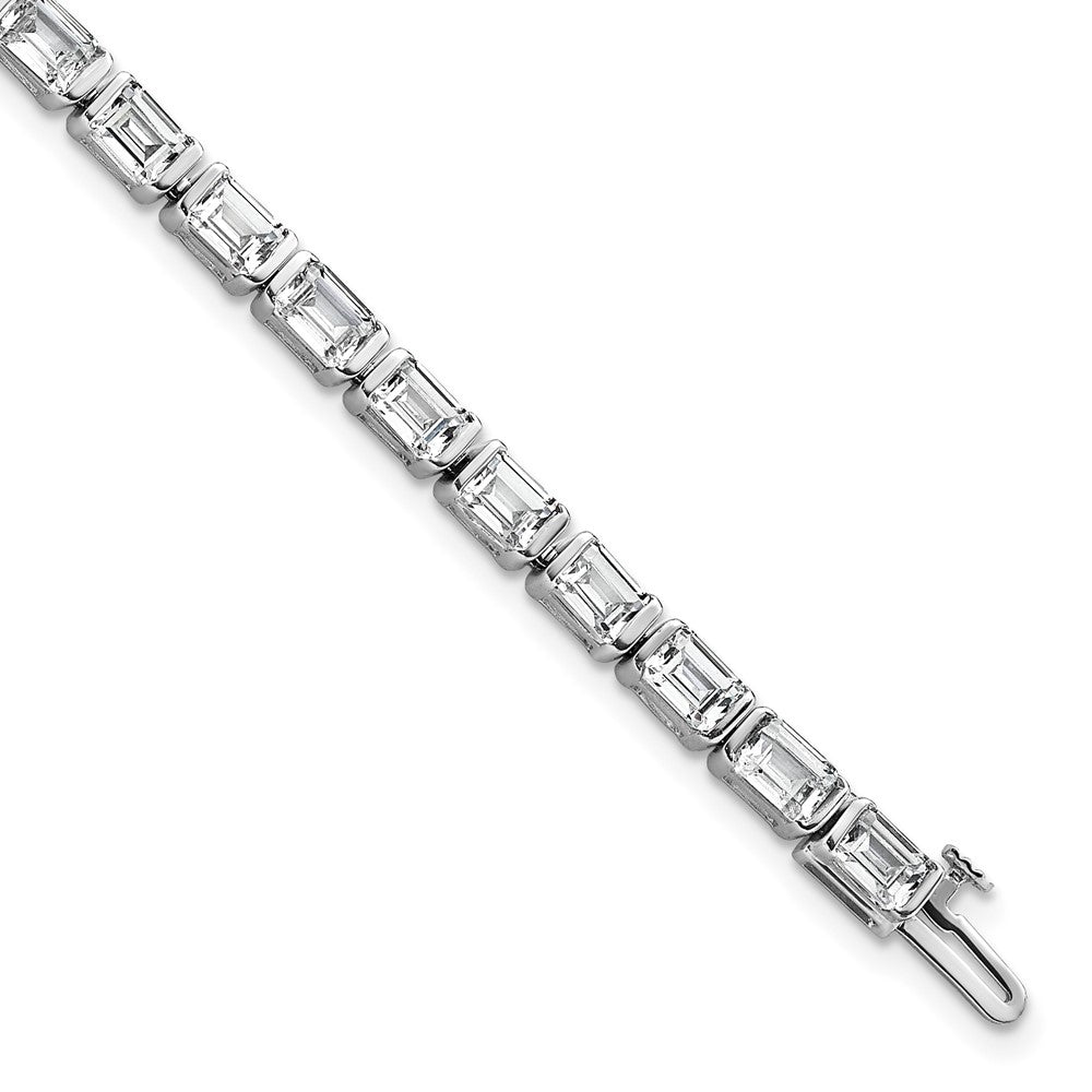 14K White Gold 10 Carat Lab Grown Diamond Vs+ F+ Emerald Bezel Set Tennis Bracelet