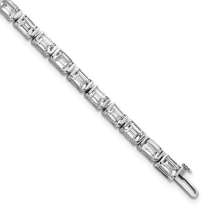 14K White Gold 10 Carat Lab Grown Diamond Vs/Si+ G+ Emerald Bezel Set Tennis Bracelet