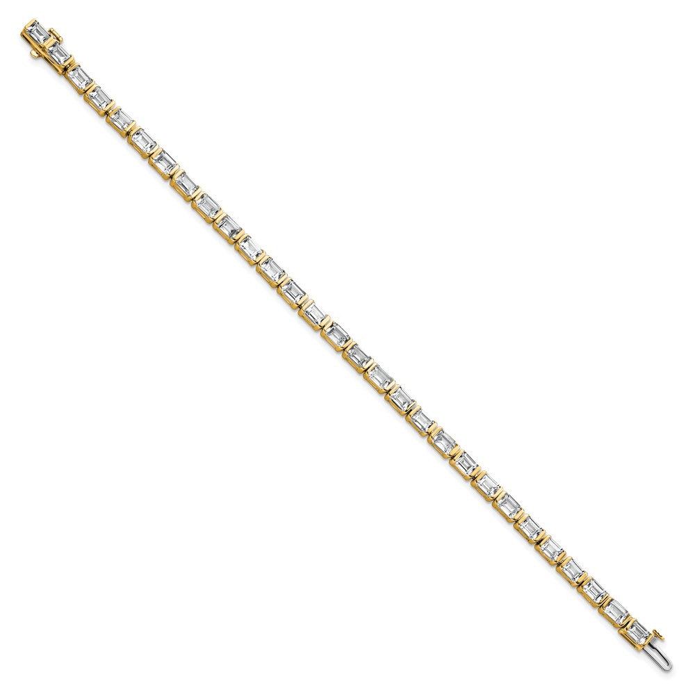 14K Yellow Gold 10 Carat Lab Grown Diamond Vs/Si+ G+ Emerald Bezel Set Tennis Bracelet