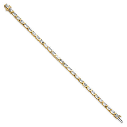 14K Yellow Gold 10 Carat Certified Lab Grown Diamond Vs+ F+ Emerald Bezel Set Tennis Bracelet