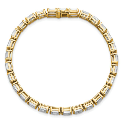 14K Yellow Gold 10 Carat Certified Lab Grown Diamond Vs/Si+ G+ Emerald Bezel Set Tennis Bracelet