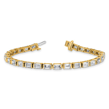 14K Yellow Gold 10 Carat Certified Lab Grown Diamond Vs+ F+ Emerald Bezel Set Tennis Bracelet