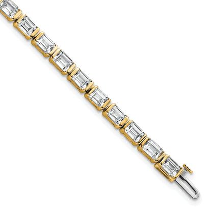 14K Yellow Gold 10 Carat Certified Lab Grown Diamond Vs/Si+ G+ Emerald Bezel Set Tennis Bracelet