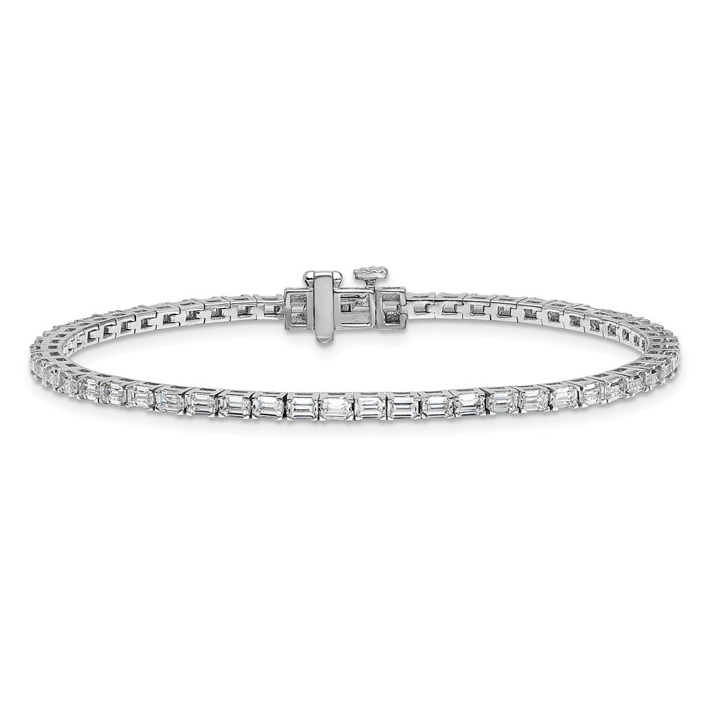 14K White Gold Wg Certified 4Ctw Vs Def Lab Grown Emerald Diamond Tennis Bracelet