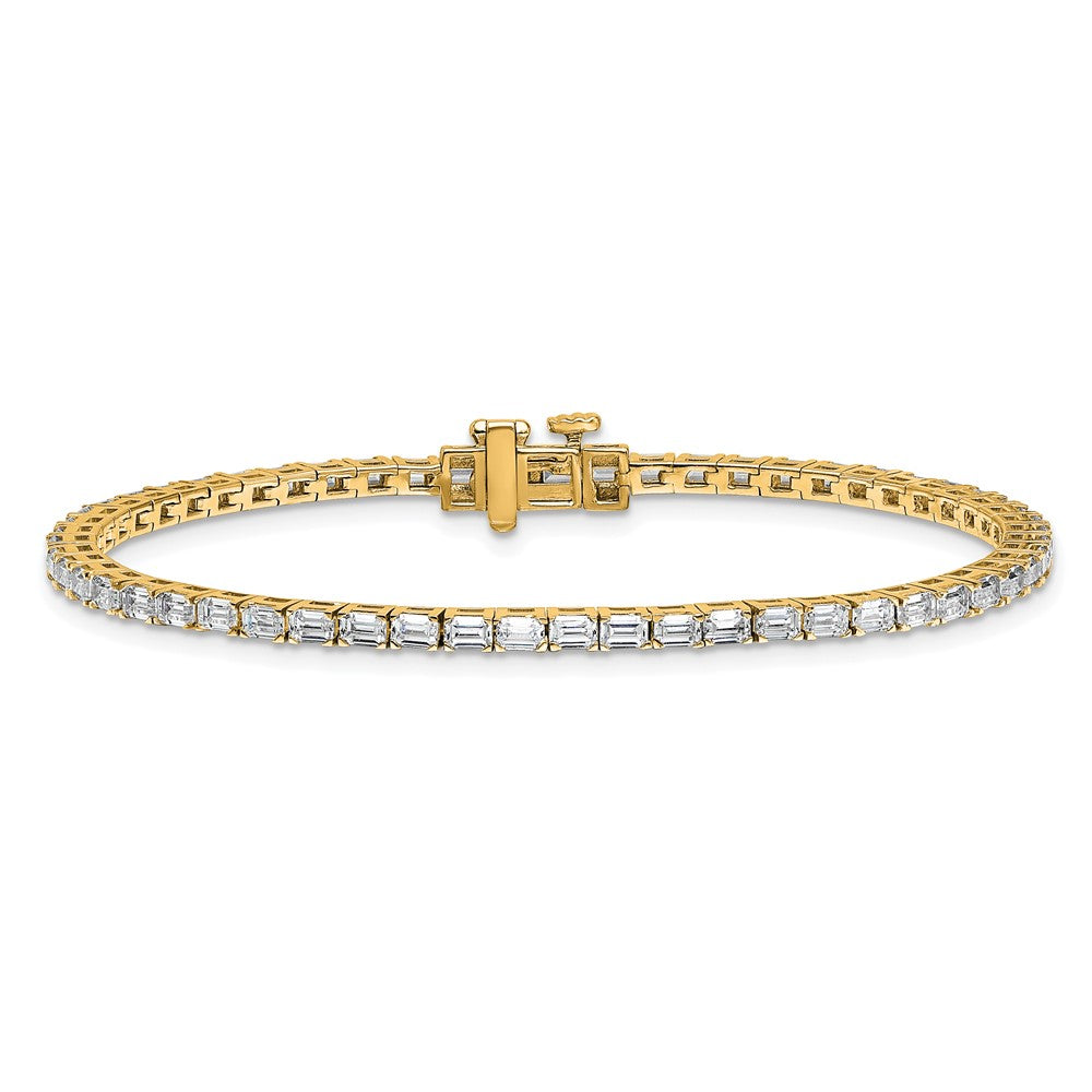 14K Yellow Gold Certified 4Ctw Vs/Si Fgh Lab Grown Emerald Diamond Tennis Bracelet