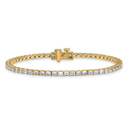 14K Yellow Gold Certified 4Ctw Vs/Si Fgh Lab Grown Emerald Diamond Tennis Bracelet