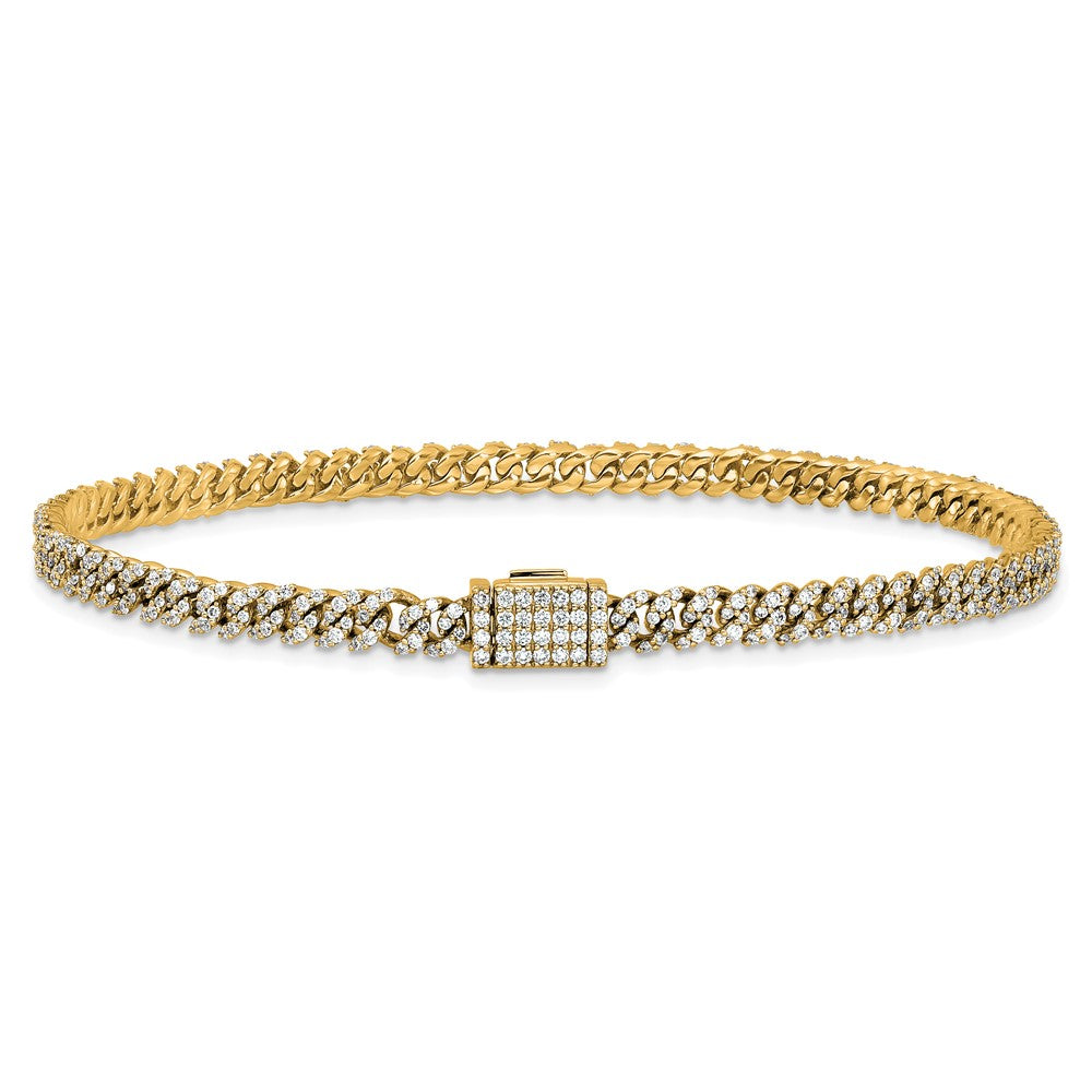 10K Yellow Gold 2 Carat Lab Grown Diamond Vs/Si+ G+ 4mm Pav‚Äö Cuban Link Bracelet