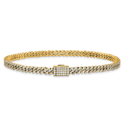 10K Yellow Gold 2 Carat Lab Grown Diamond Vs+ F+ 4mm Pav‚Äö Cuban Link Bracelet
