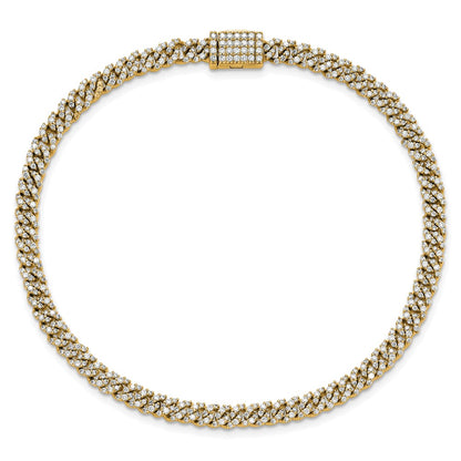 10K Yellow Gold 2 Carat Lab Grown Diamond Vs+ F+ 4mm Pav‚Äö Cuban Link Bracelet