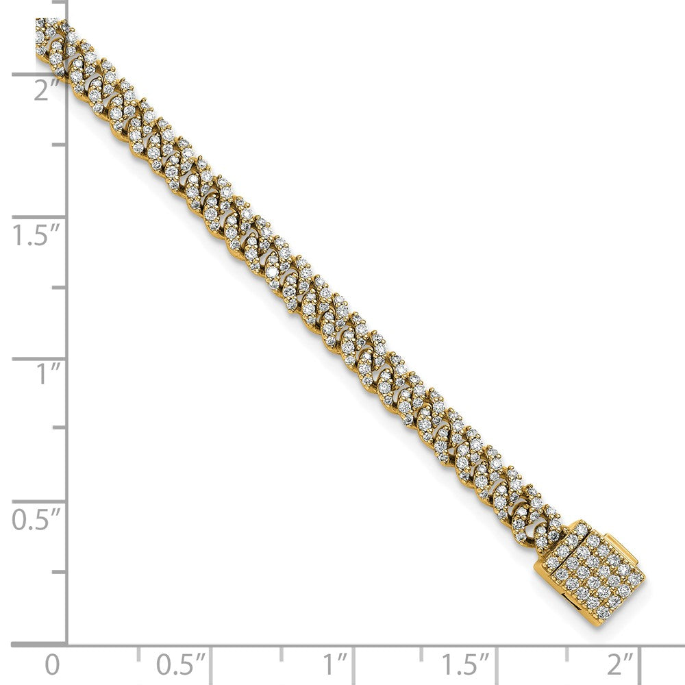 14K Yellow Gold 2 Carat Lab Grown Diamond Vs/Si+ G+ 4mm Pav‚Äö Cuban Link Bracelet