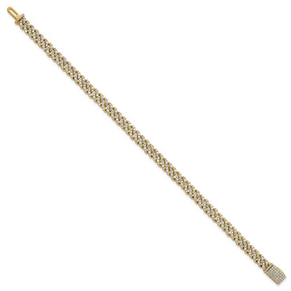 10K Yellow Gold 3 1/3 Carat Lab Grown Diamond Vs+ F+ 4mm Pav‚Äö Cuban Link Bracelet