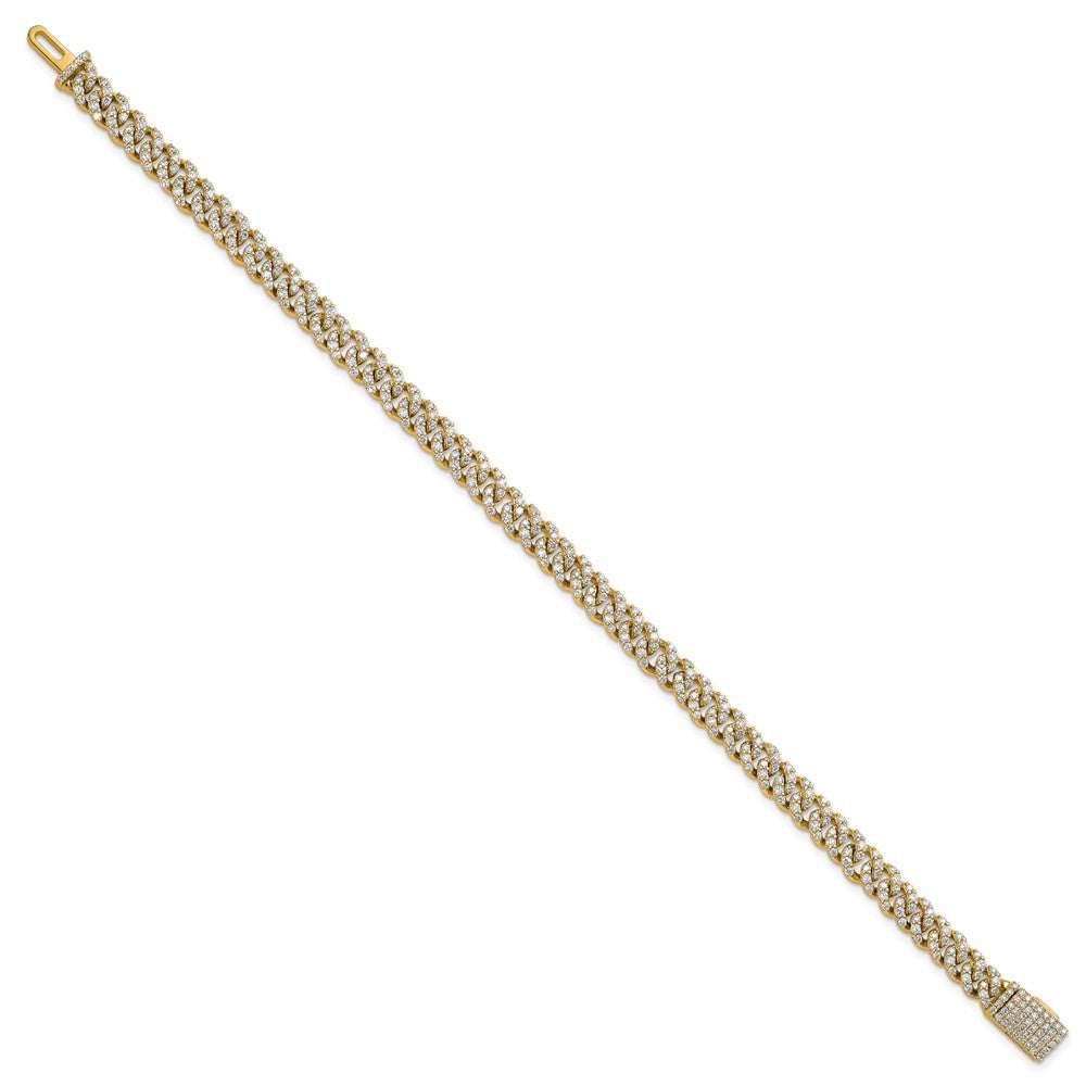14K Yellow Gold 3 1/3 Carat Lab Grown Diamond Vs/Si+ G+ 4mm Pav‚Äö Cuban Link Bracelet