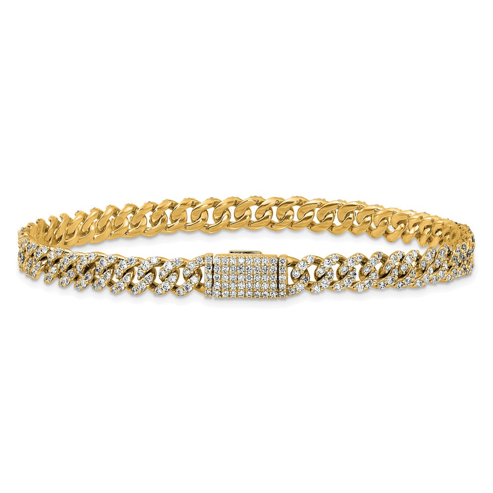 10K Yellow Gold 3 1/3 Carat Lab Grown Diamond Vs/Si+ G+ 4mm Pav‚Äö Cuban Link Bracelet